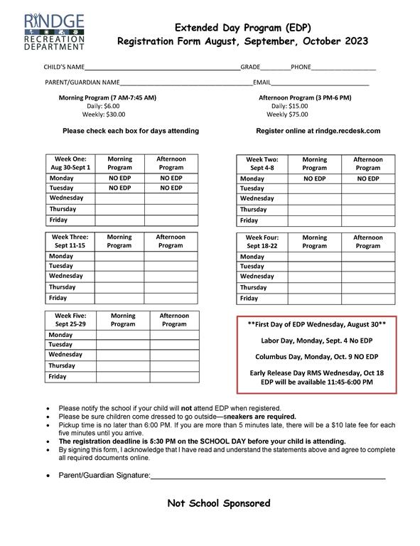 Town of Rindge Recreation Department Town of Rindge Recreation Department